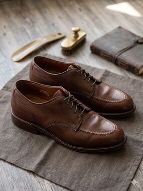 Rare Alden Handsewn Norwegian Front Derby Shoes - Brown Calfskin